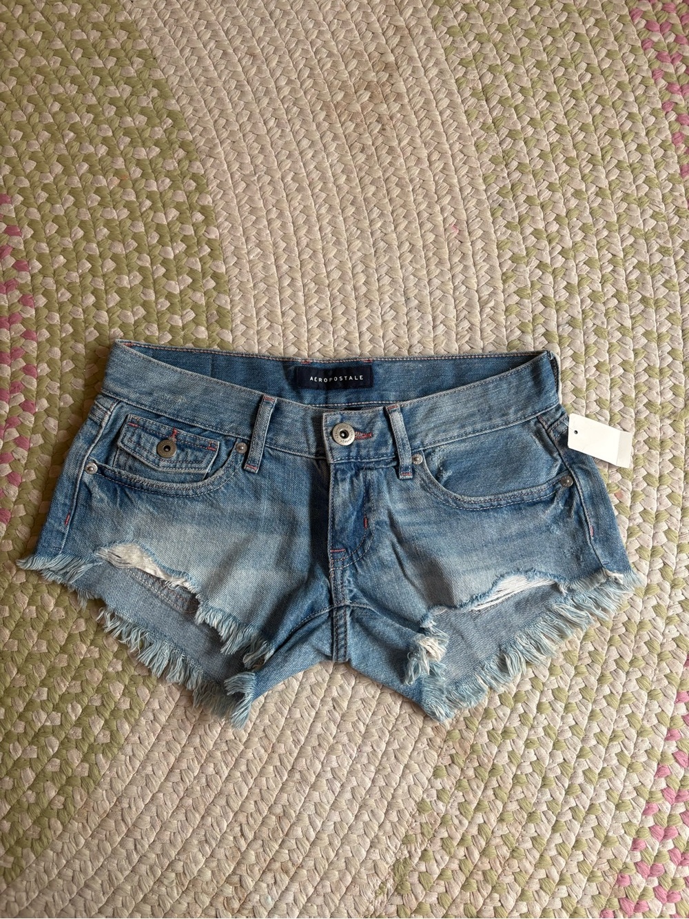 Aeropostale Light Blue Distressed Denim Shorts micro low rise size 000